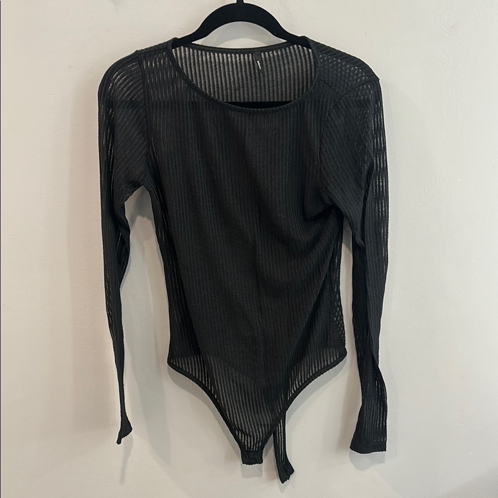 Black Sheer Long Sleeve Bodysuit